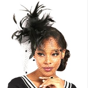 Beautiful Unique Rose Feather and Lace Veil Fascinator Hat Church Derby …